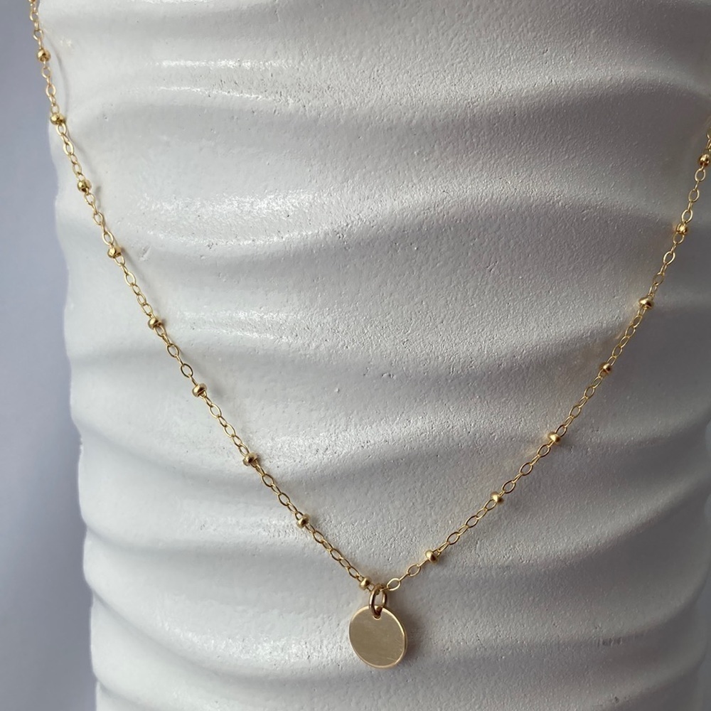 Dainty Gold Necklace with Gold Disk